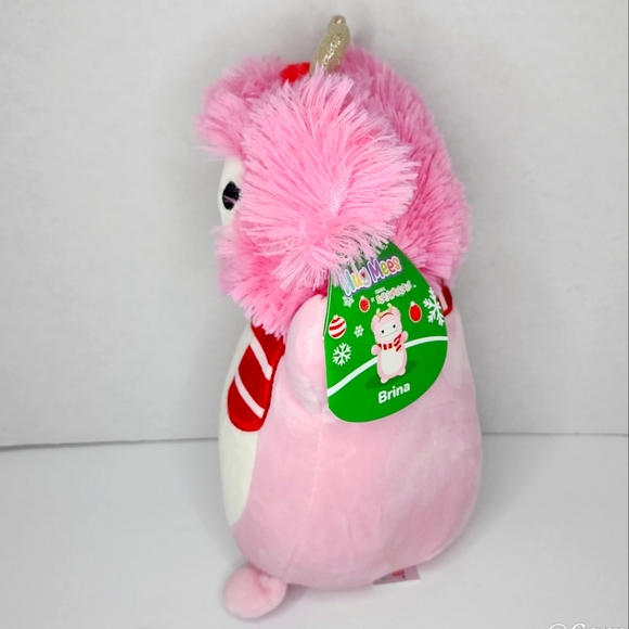 🎄 BRINA 🐾  Pink Bigfoot with Red Scarf HugMee Christmas 2023 Original Squish - Picture 5 of 8